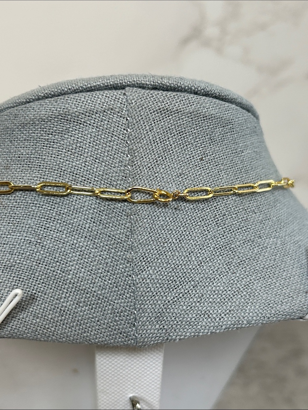 Gold Paperclip Chain Necklace with Pave Square Pendant - Women Jewelry - Picture 4 of 9